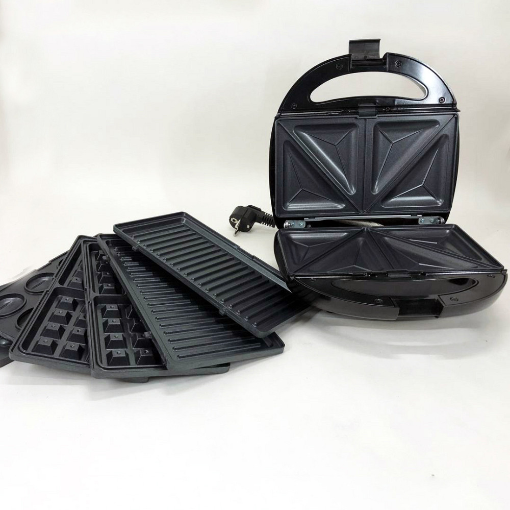 Електрична вафельниця настільна Domotec, Бутербродниця 4 в 1 для офісу, Притискний електро гриль ZL-10 Київ - фото 18