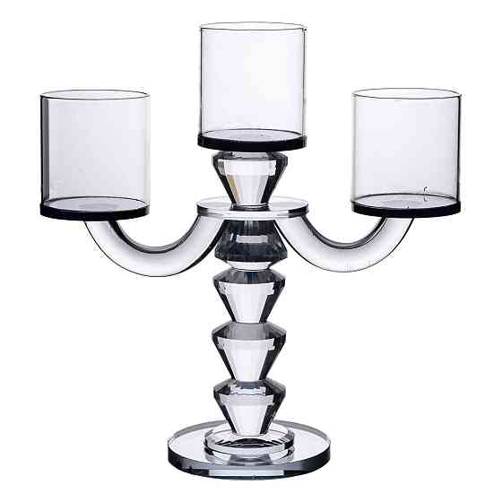 Канделябр на 3 свічки 22×9×23 см підсвічник декоративний скляний на ніжці Чорний HP-4-22 Київ