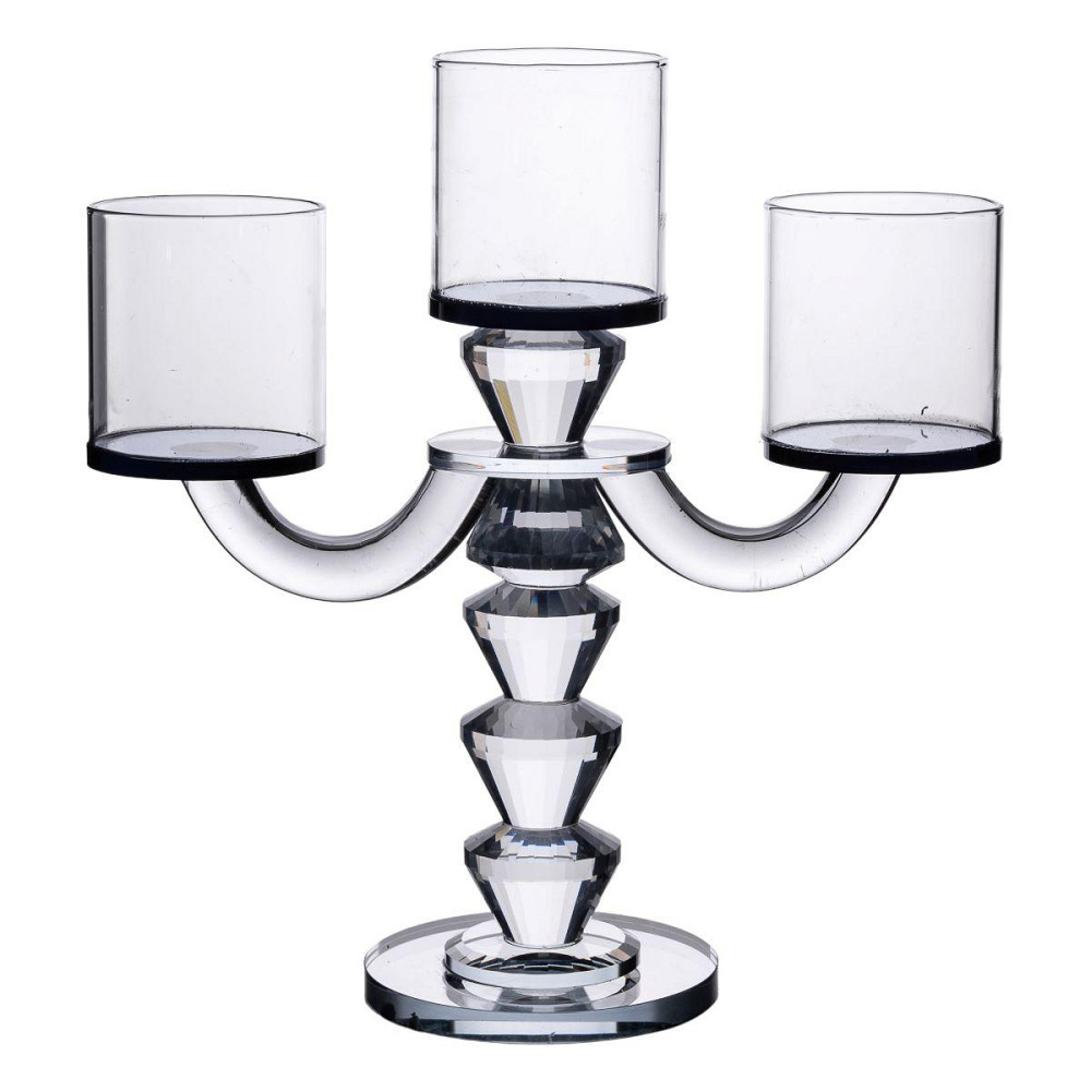 Канделябр на 3 свічки 22×9×23 см підсвічник декоративний скляний на ніжці Чорний HP-4-22 Київ - фото 1