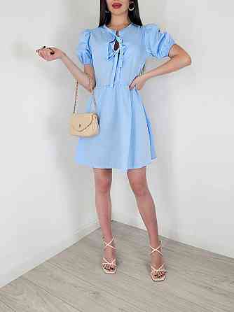 Женское романтичное мини платье-котон Голубой, 46/48 Одесса