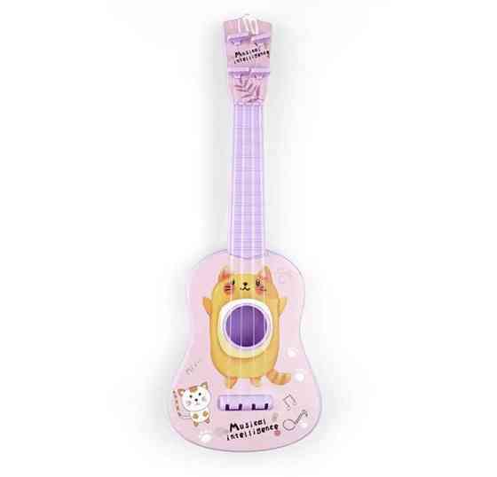Гітара дитяча іграшка Кіт, колір бузковий, довжина - 30см, ширина 10см, пластик, 4 струни, унісекс, 3+ Київ