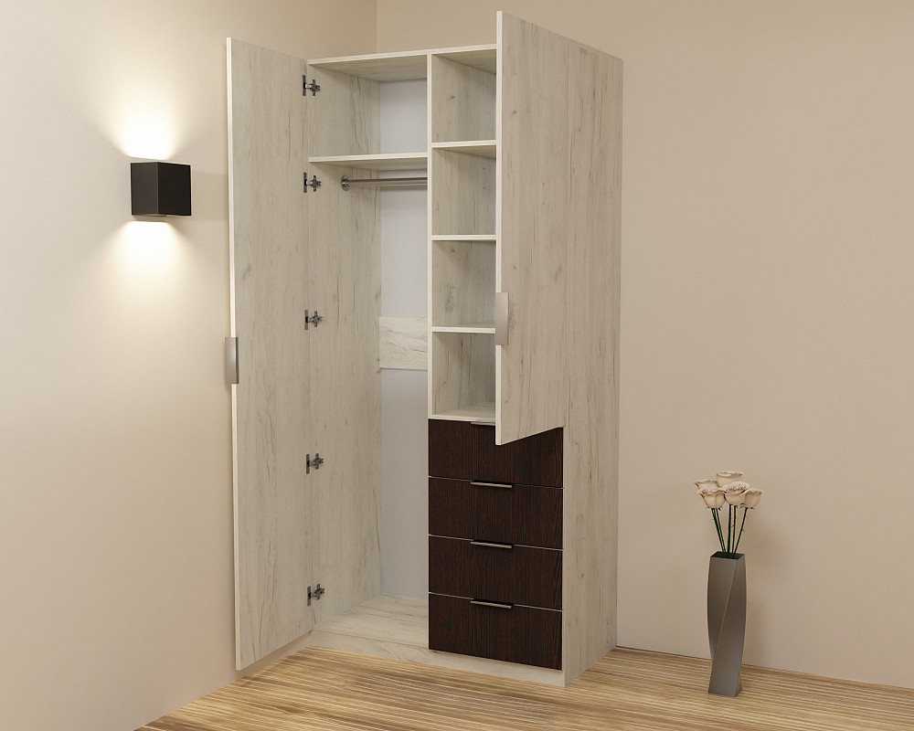 Шкаф Кристалл 1, Дуб Крафт Белый/Венге Магия, 1000х520х2100, 106, 2 Львов - изображение 9