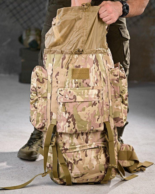 Тактичний рюкзак із металевим каркасом на 100 літрів. Каркасний рюкзак мультикам РП7467 Одеса - фото 1