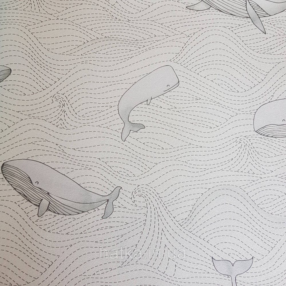 Шпалери флізелінові BN Doodleedo 0,53 х 10 м дитячі море океан риби сірі кити на сіро-зеленому Київ - фото 2