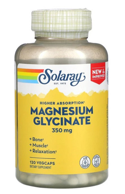 Магний глицинат, Magnesium Glycinate, Solaray, высокая абсорбция, 350 мг 120 капсул Київ - фото 1