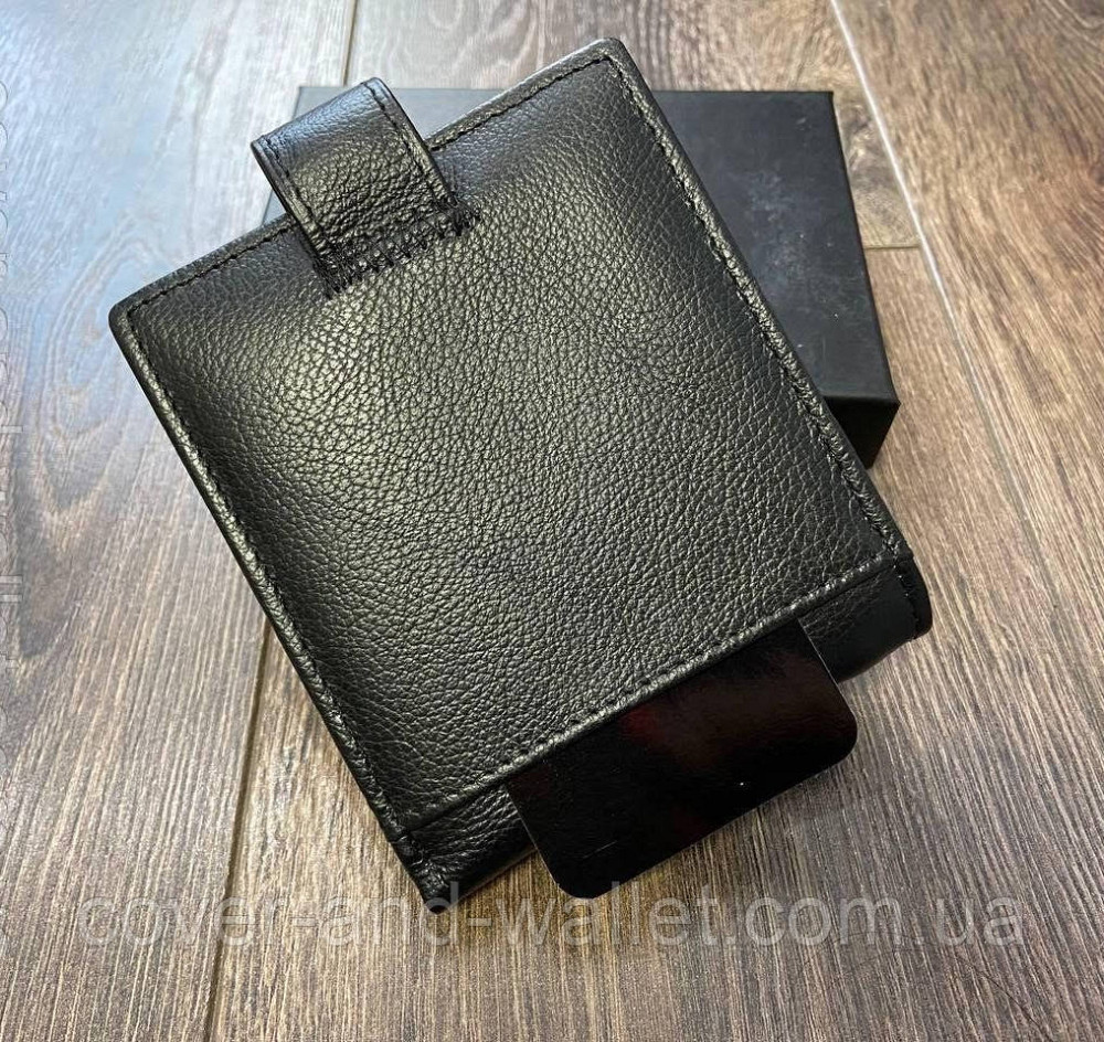 Тонкий чоловічий шкіряний гаманець чорного кольору Marco Coverna M4 Київ - фото 7