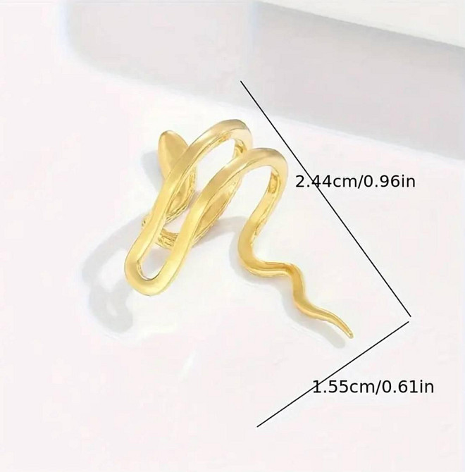 Каффа на ухо в виде змеи, золотистая серьга без прокола Киев - изображение 3