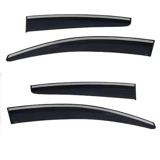 Дефлектори вікон (вітровики) з хром полосою Ford Focus 2011-2017, 4шт, SunPlex, седан/хетчбек, на скотчі Київ