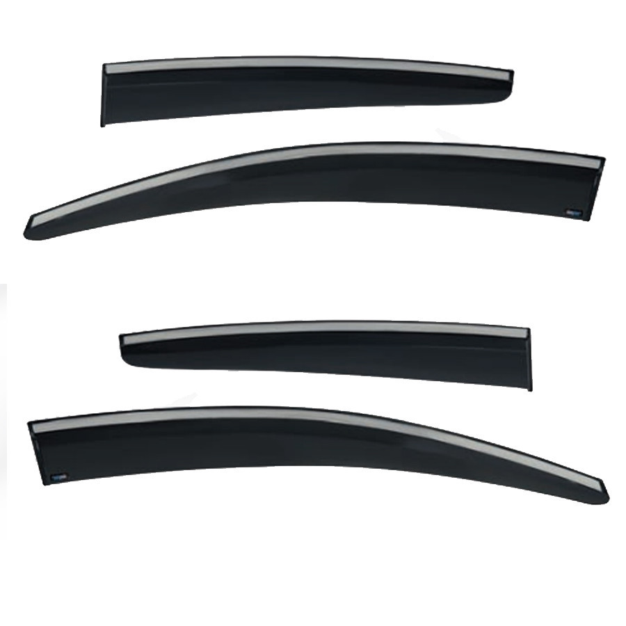 Дефлектори вікон (вітровики) з хром полосою Ford Focus 2011-2017, 4шт, SunPlex, седан/хетчбек, на скотчі Київ - фото 1