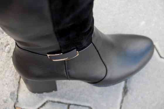 Чоботи жіночі зимові комбіновані натуральна шкіра + замша чорні на підборах р. 36, 37, 40, 41 1 Коломыя