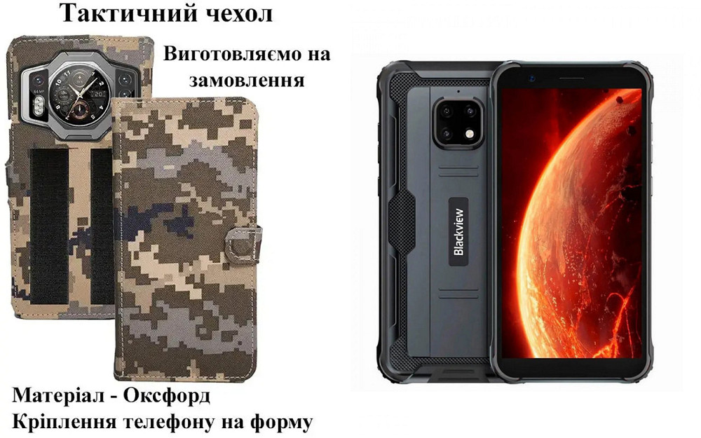 Тактический чехол для Blackview BL8800 5G, BL8800 Pro 5G, крепится к снаряжению на липучке Киев - изображение 1