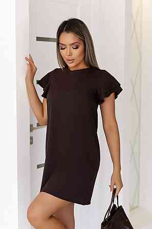 Сукня літня з воланами на плечах Fiesta Батал 54-56, Шоколадний Київ