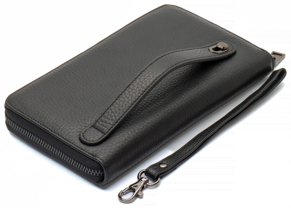 Черный кошелек-клатч с блоком под карточки под одной молнией из натуральной кожи  Marco Coverna МС-5901Q Каменское - изображение 4