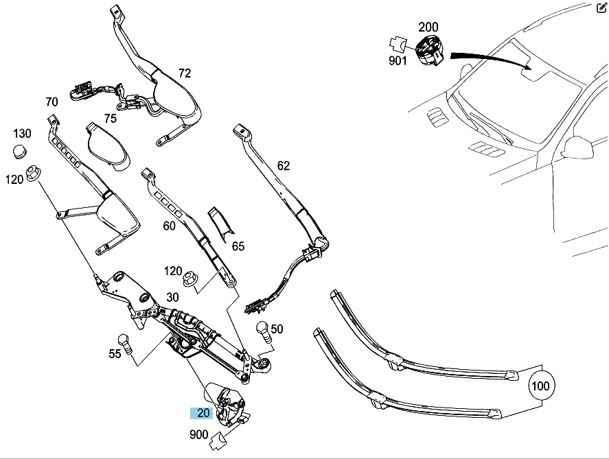 Mercedes-Benz  A1668200742 Мотор склоочисника ML/GLE W166 GLE Coupe C292 GL/GLS X166 Одеса - фото 2