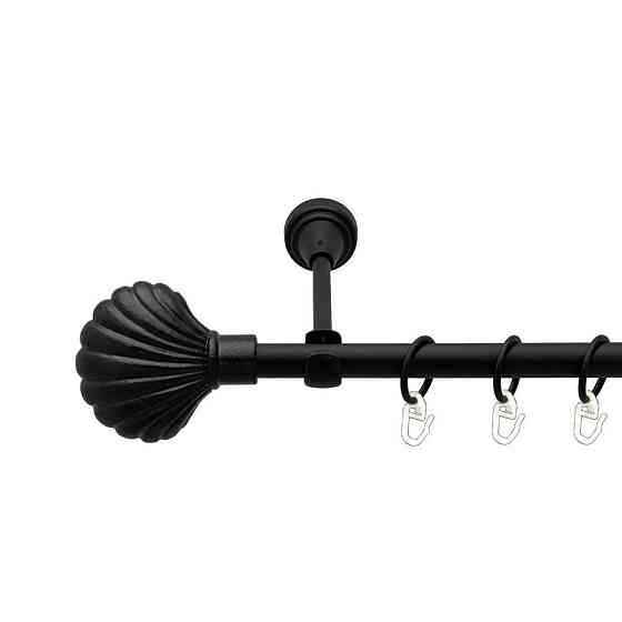 Карниз Orvit Мушля металевий однорядний відкритий гладка труба кільце металеве Чорний Оксамит 16 мм 240 см Львов