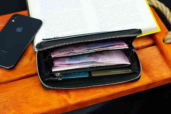 Чорний гаманець-клатч з натуральної шкіри Marco Coverna Київ