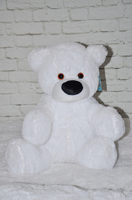 Мягкая игрушка мишка Алина Бублик 70 см белый с сердцем 22см Киев - изображение 4