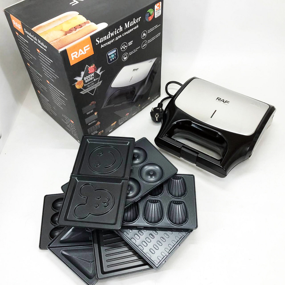 Прижимной домашний гриль RAF R.551 850 Вт 8 в 1, Сковорода с сэндвич дном, Гриль для дома електрогриль UI-87 Львов - изображение 12
