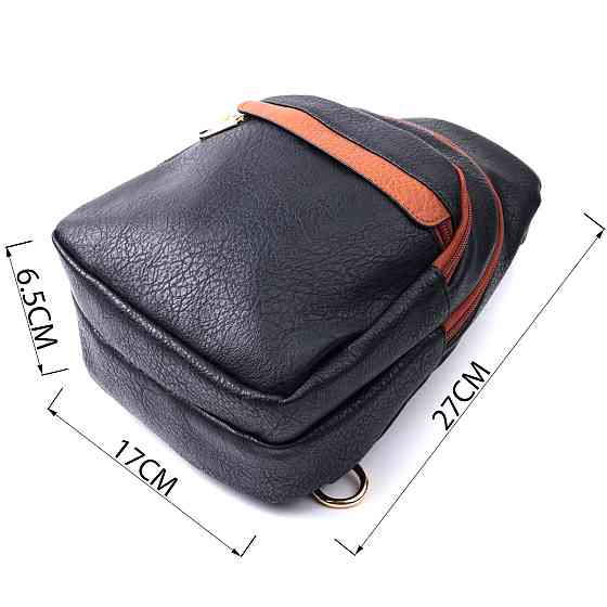 Зручна жіноча сумка через плече з отвором для навушників з екошкіри Vintage 22787 Чорний Київ