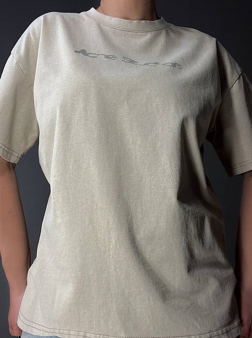 Футболка женская A-N 27039 вареная тай-дай оверсайз хлопок с надписью, бежевый, one size Киев - изображение 17