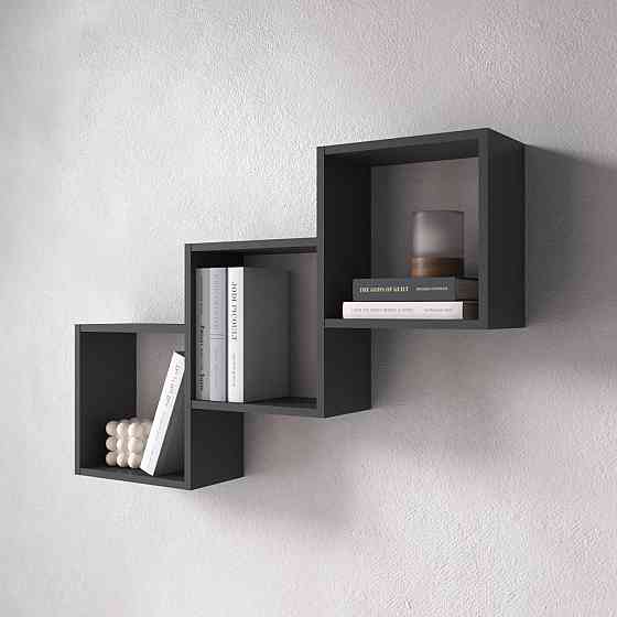 Полиця настінна VAYS M-13, на 3 комірки, ЛДСП, 98×18×66 см - для книг, декору, дому, вітальні, офісу Львів