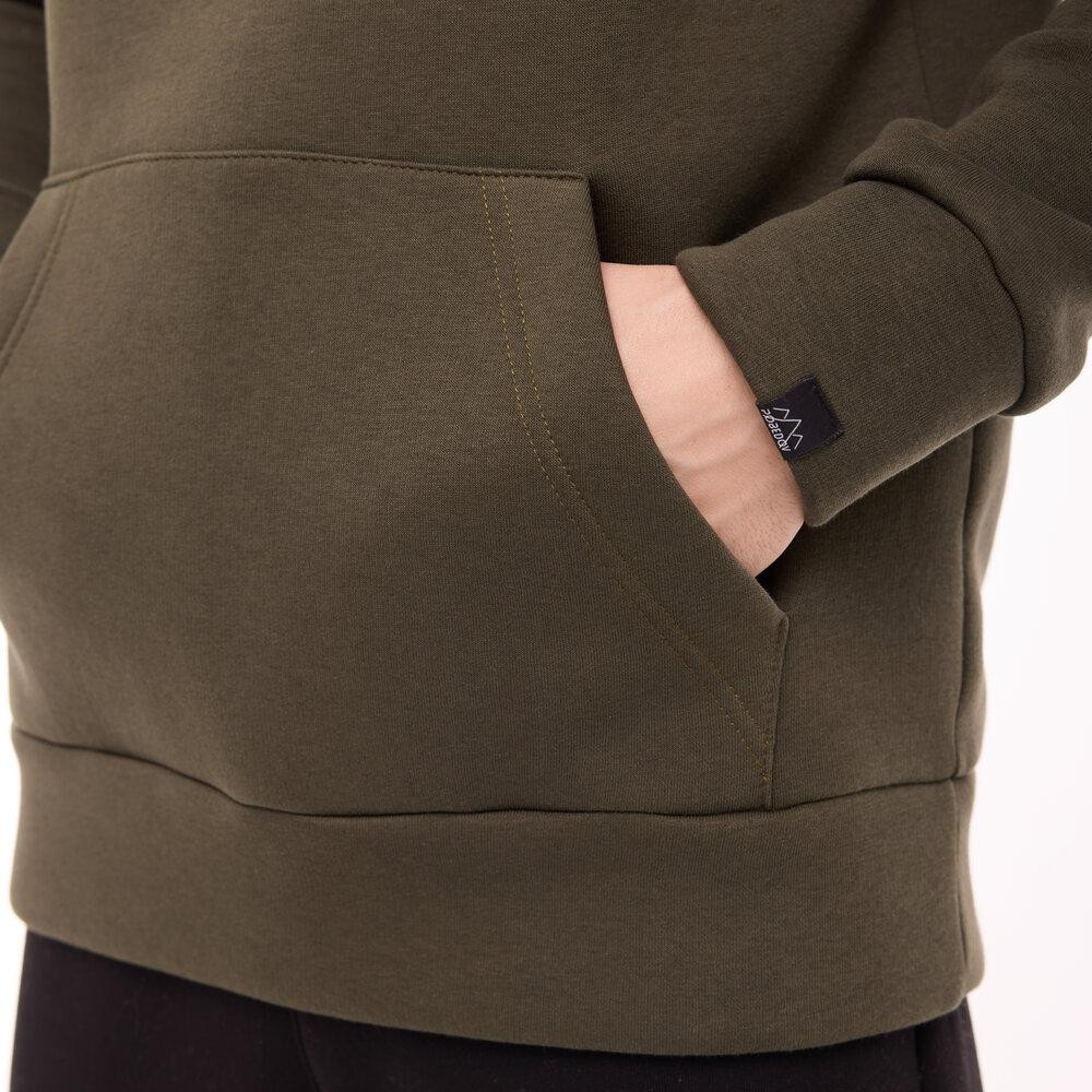 Тепле чоловіче худі на флісі з капюшоном хакі Pobedov 008 ЗИМА Київ - фото 15