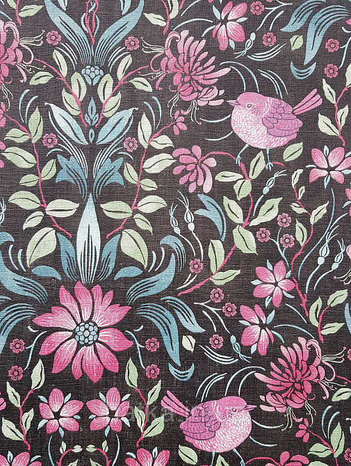 Шпалери вінілові на флізеліні A.S.Creation Maison charme 0.53x10 квіти листя птиці бордові зелені на чорному Київ - фото 1