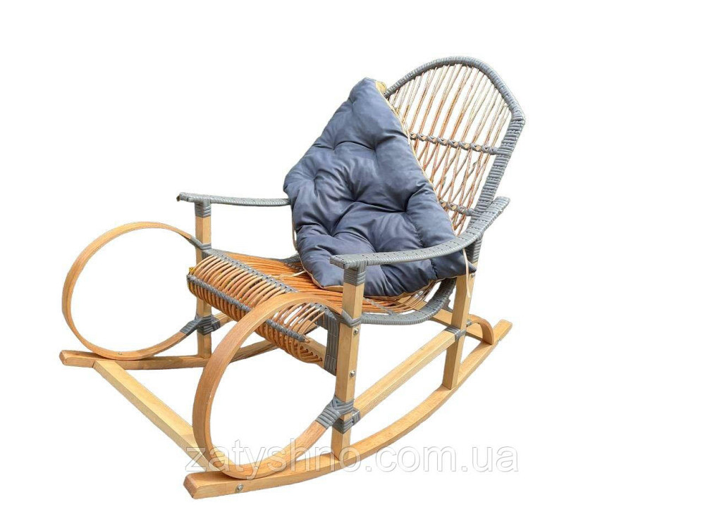 Кресло-качалка серая плетеная с подушкой Киев - изображение 7