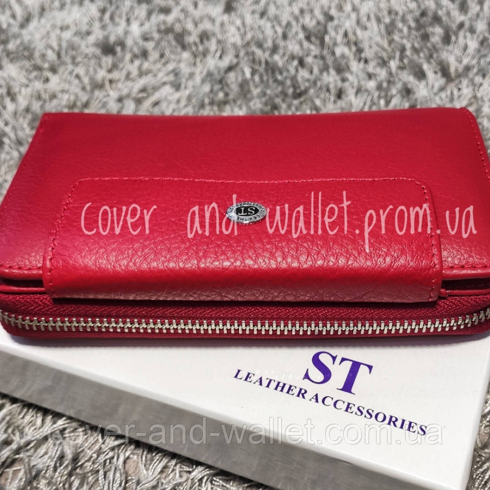 Женский красный кожаный кошелек клатч на молнии среднего размера ST Leather Киев - изображение 1