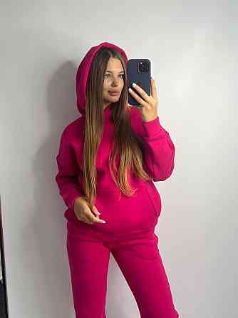 Женский теплый костюм оверсайз Малиновый XL Харьков