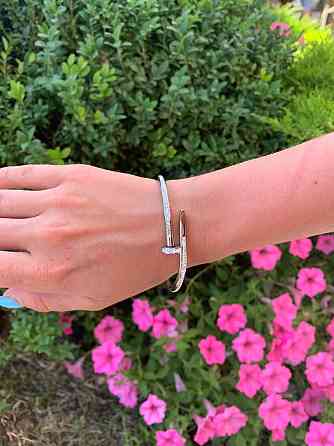 Cartier браслет цвях із цирконієм / Cartier браслет покриття білим золотом Одеса
