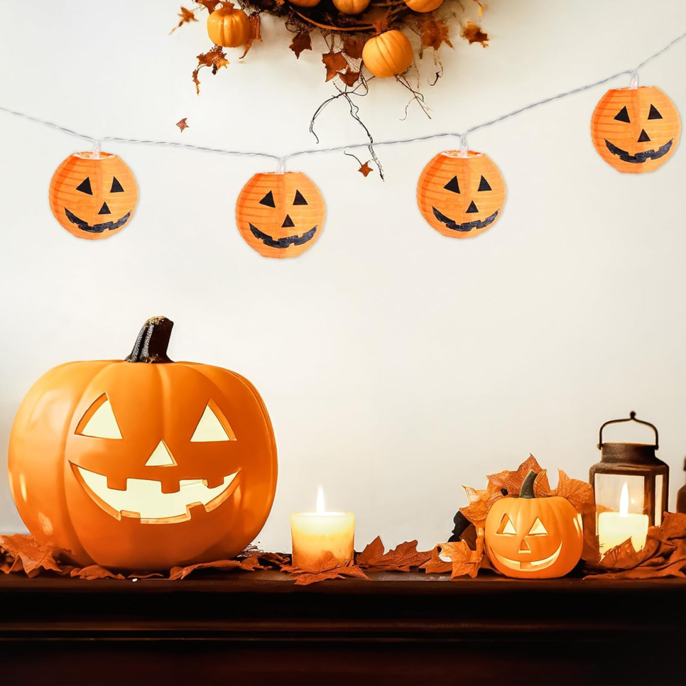 Гірлянда Halloween Smilfree 10 LED Гарбузи 2 м, на батарейках, помаранчева, декоративна LED-гірлянда для дому та вулиці Київ - фото 14