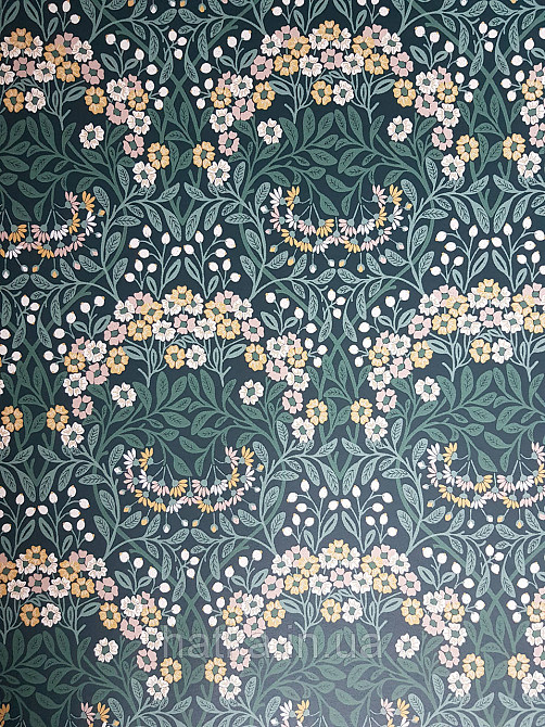 Шпалери флізелінові еко Rasch Sophia 0.53х10 рослинний принт квіти листя маленькі польові на зеленому Київ - фото 1