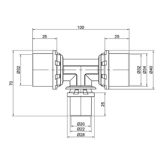 Тройник пресс Icma 32х20х32 №406 Киев