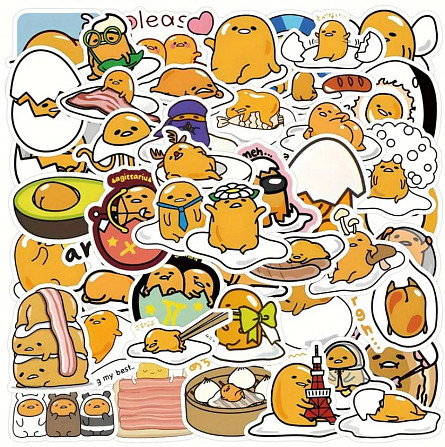 Наклейки Жовток Gudetama, стікери, меми, приколи. Наклейки на мотоцикл, велосипед, для комп'ютера, н Київ - фото 1