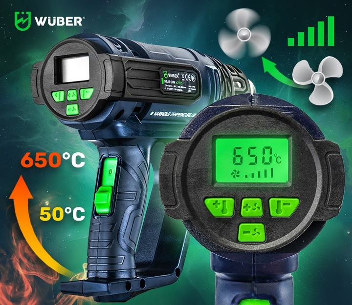 Фен будівельний Wuber 2200W 650 °C з регулюванням температури (Польща) Київ - фото 10