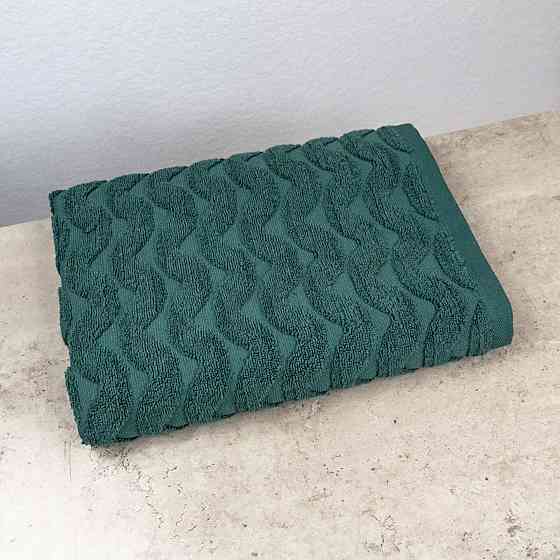 Махровий рушник для обличчя та рук Жакардовий Хвиля GM Textile 50х90см 500г/м2 (Зелений) Суми