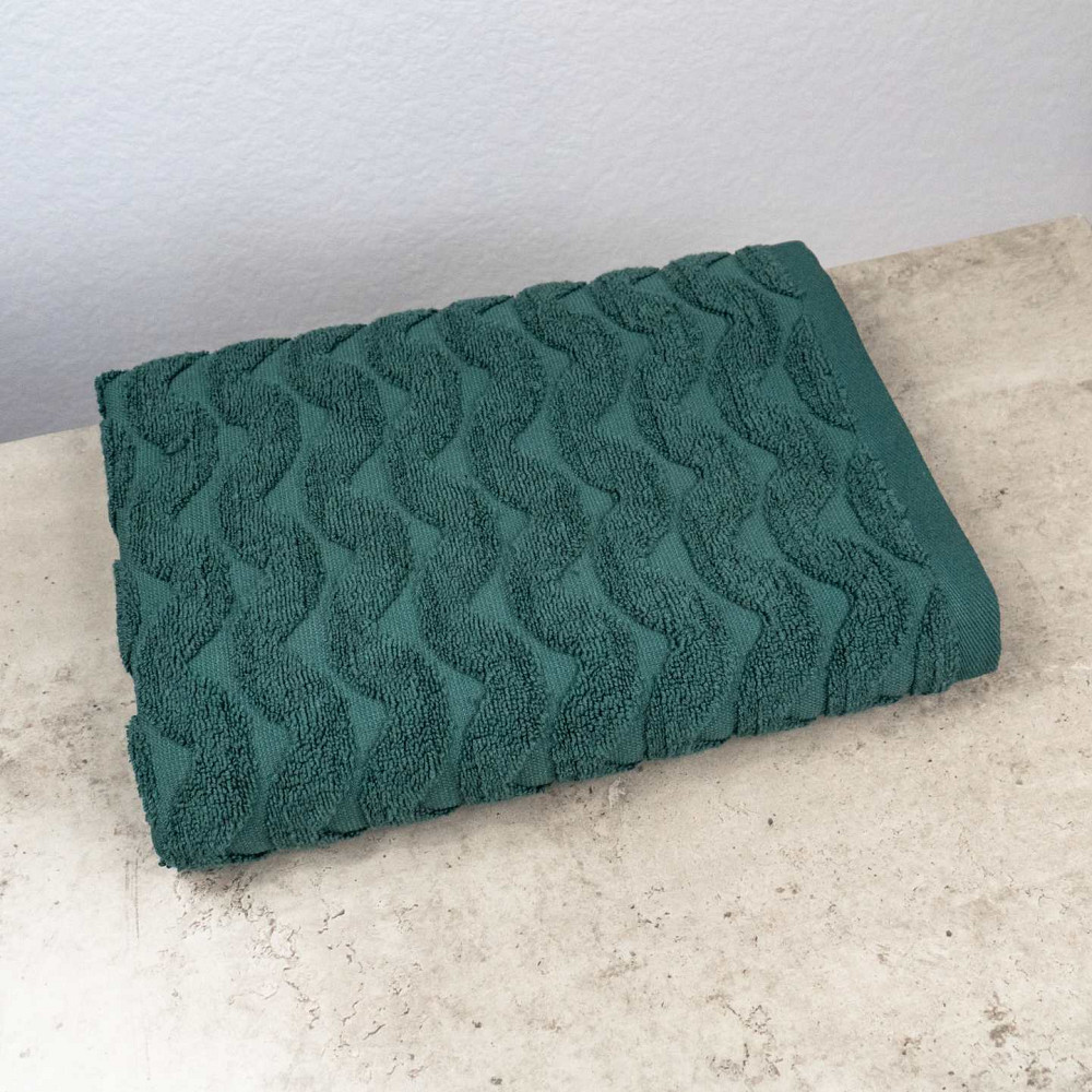 Махровий рушник для обличчя та рук Жакардовий Хвиля GM Textile 50х90см 500г/м2 (Зелений) Суми - фото 1