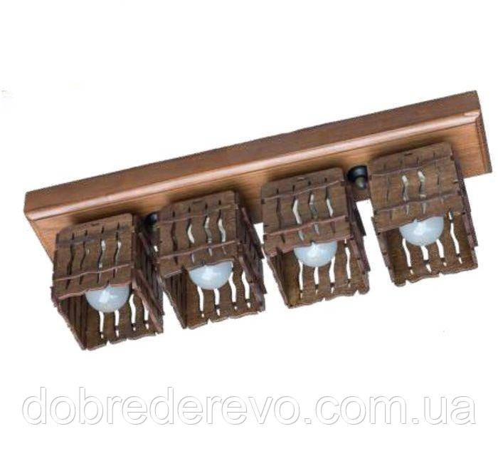 Люстра деревянная потолочная 4 плафона Вижница - изображение 1