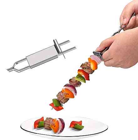 Шампур двойной из нержавеющей стали с ползунком для снятия мяса GRILLI 88879 Код: 012190 Ровно