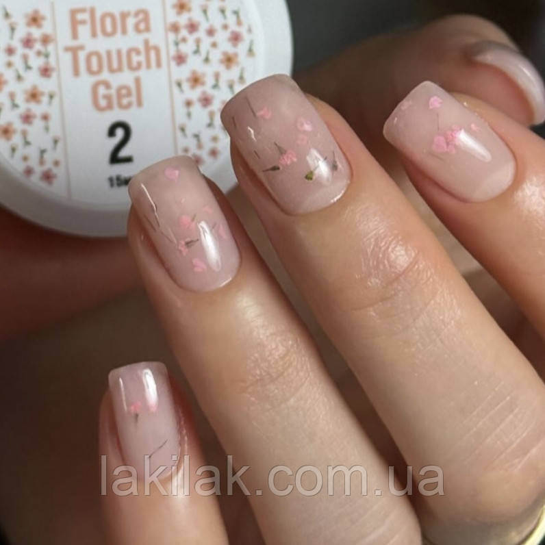 Гель для нарощення нігтів Crooz Flora Touch Gel 02 (з сухоцвітами) 15мл Херсон - фото 1