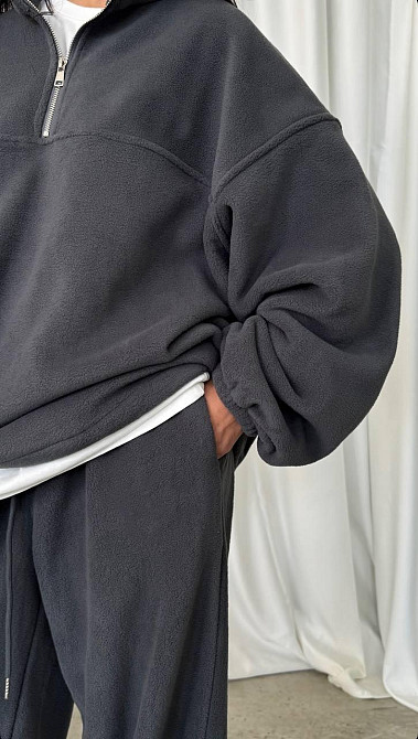 Жіночий теплий костюм-двійка: кофта та штани з турецького двостороннього флісу Графіт, 46/48 Одеса - фото 5