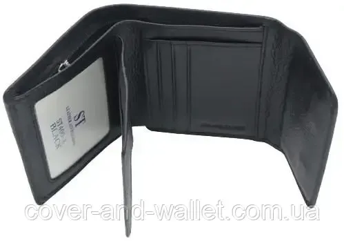 Маленький женский кожаный кошелек под карточки бордоввого цвета ST Leather 2047A Черный Киев - изображение 3