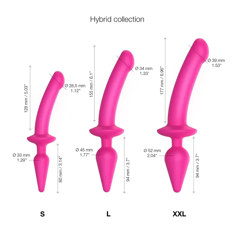 Анальная пробка с дилдо 2в1 Strap-On-Me SWITCH PLUG-IN DILDO Fuchsia L, диаметр 4,5/3,4 см Львов - изображение 4