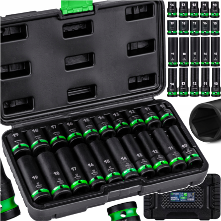 Набір ударних торцевих головок 1/2» 10-19мм Wuber (Польща) Київ