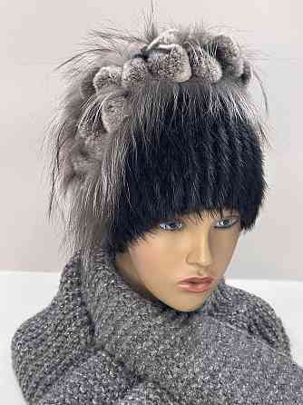 Шапка женская меховая водопад Карина Черный Харьков