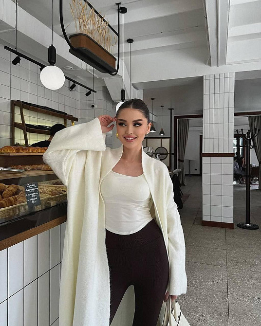 Жіночий базовий довгий кардиган з ангори Молочний Одеса - фото 3