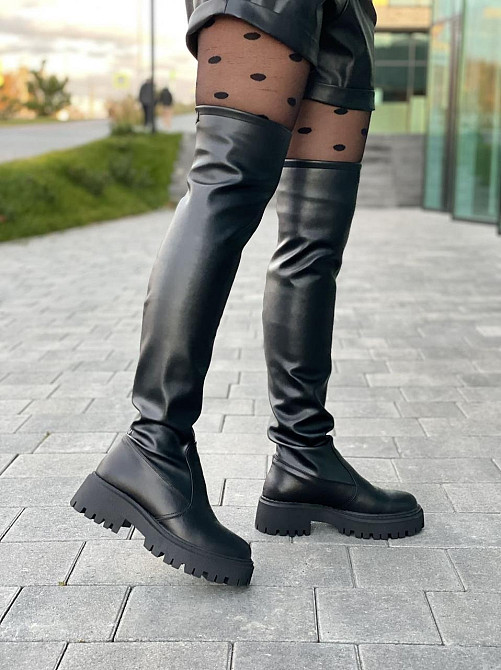 Ботфорты женские ARLEN черные натуральная кожа зима высота 56 см обхват 34-37 см подошва 3/5 см Коломия - фото 8