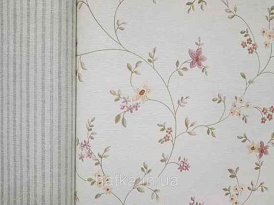 Шпалери вінілові на флізеліні A.S.Creation Maison charme 0.53x10 прованс квіти листя коричневі жовті Київ