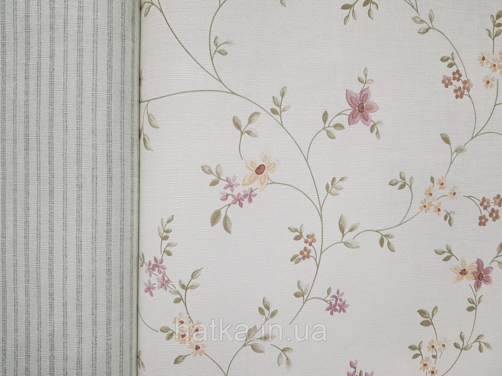 Шпалери вінілові на флізеліні A.S.Creation Maison charme 0.53x10 прованс квіти листя коричневі жовті Київ - фото 2